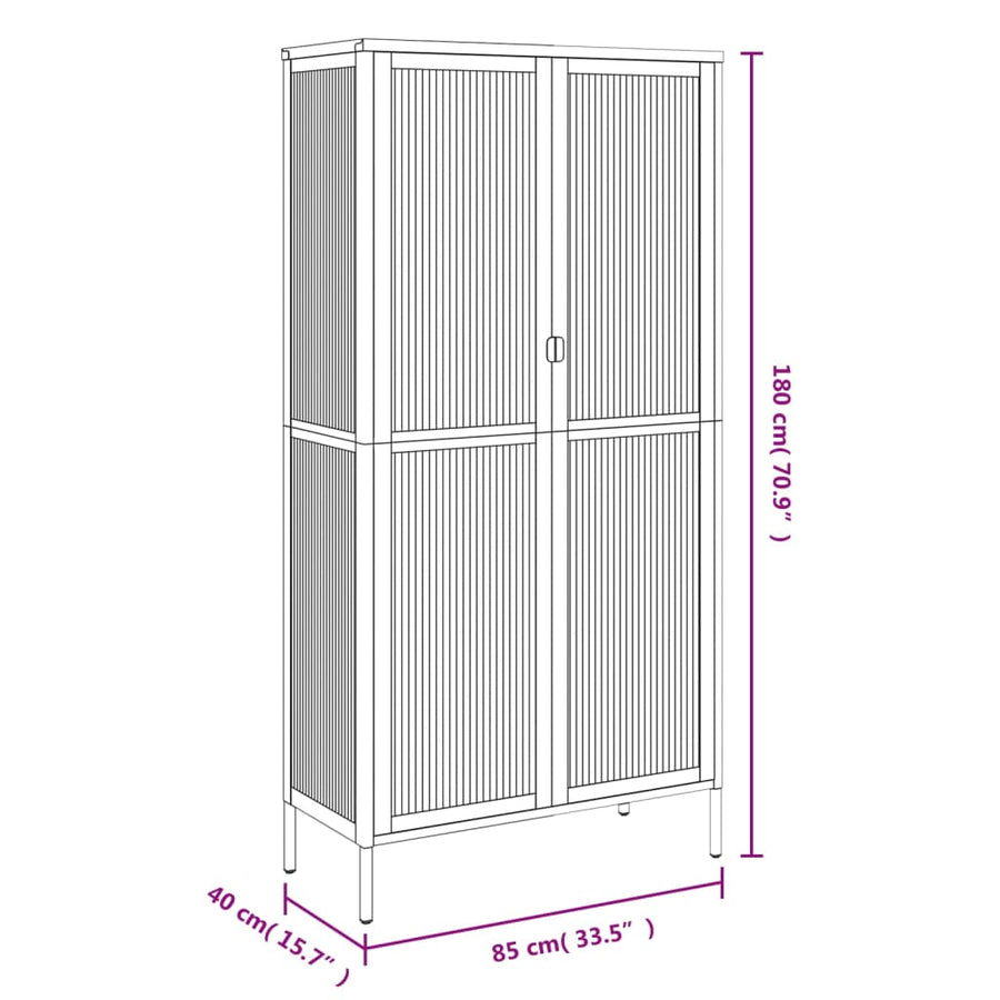 Hoge Kast 85X40X180 Cm Glas En Staal Zwart