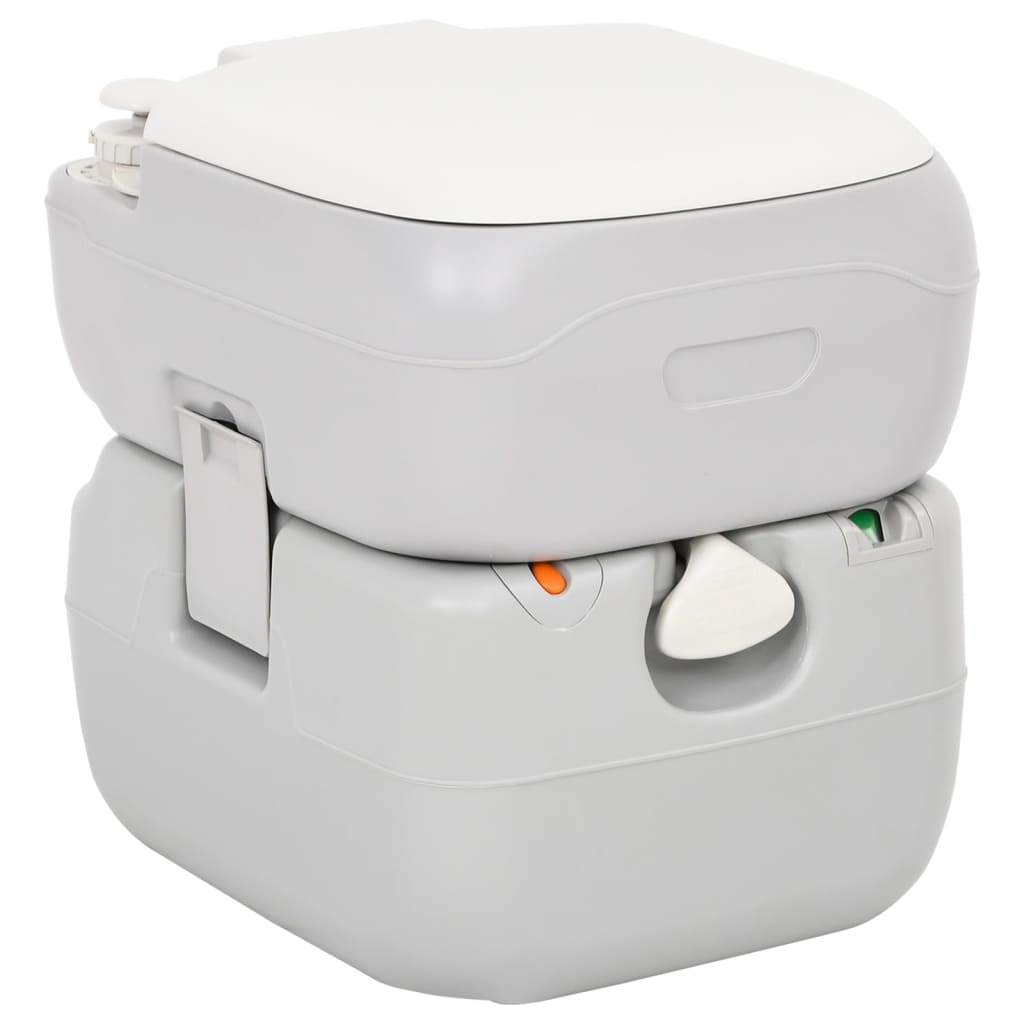 Campingtoilet Draagbaar 22+12 L Hdpe Grijs En Wit