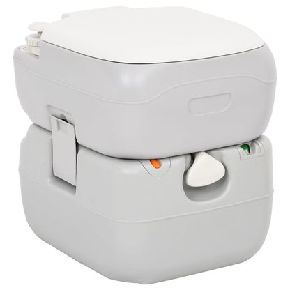 Campingtoilet Draagbaar 22+12 L Hdpe Grijs En Wit