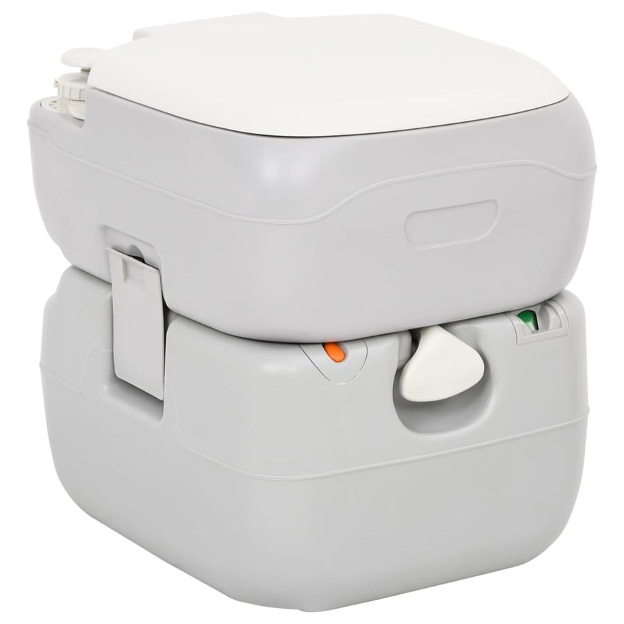 Campingtoilet Draagbaar 22+12 L Hdpe Grijs En Wit