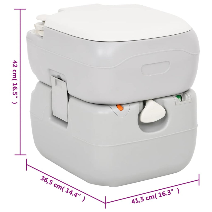 Campingtoilet Draagbaar 22+12 L Hdpe Grijs En Wit