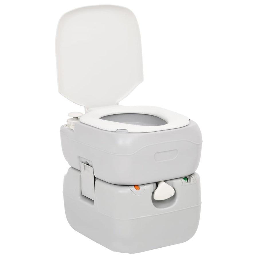 Campingtoilet Draagbaar 22+12 L Hdpe Grijs En Wit
