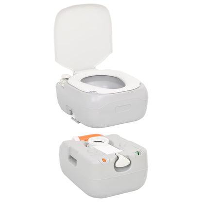 Campingtoilet Draagbaar 22+12 L Hdpe Grijs En Wit