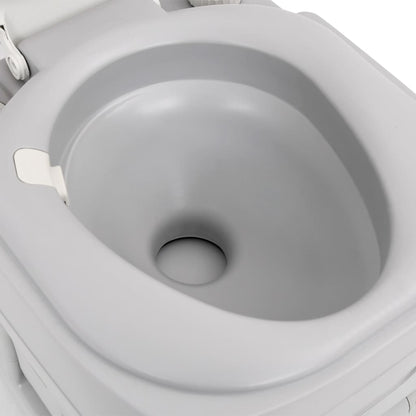 Campingtoilet Draagbaar 22+12 L Hdpe Grijs En Wit