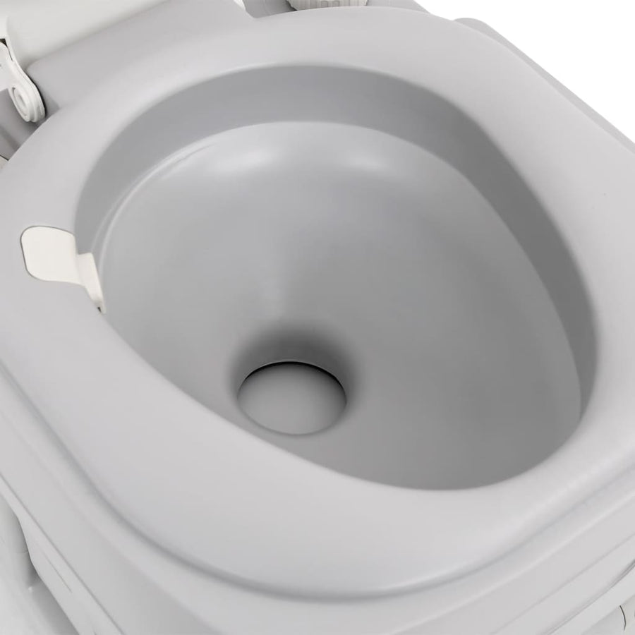 Campingtoilet Draagbaar 22+12 L Hdpe Grijs En Wit