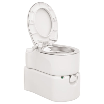 Campingtoilet Geïntegreerd 24+17 L Hdpe En Wit Staal