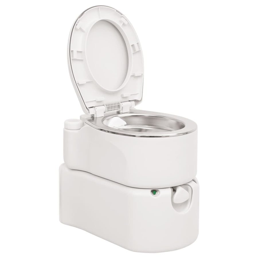 Campingtoilet Geïntegreerd 24+17 L Hdpe En Wit Staal
