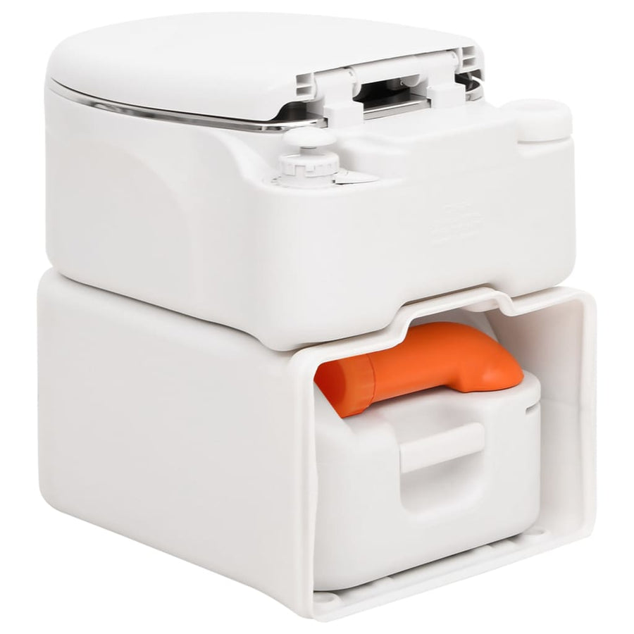 Campingtoilet Geïntegreerd 24+17 L Hdpe En Wit Staal