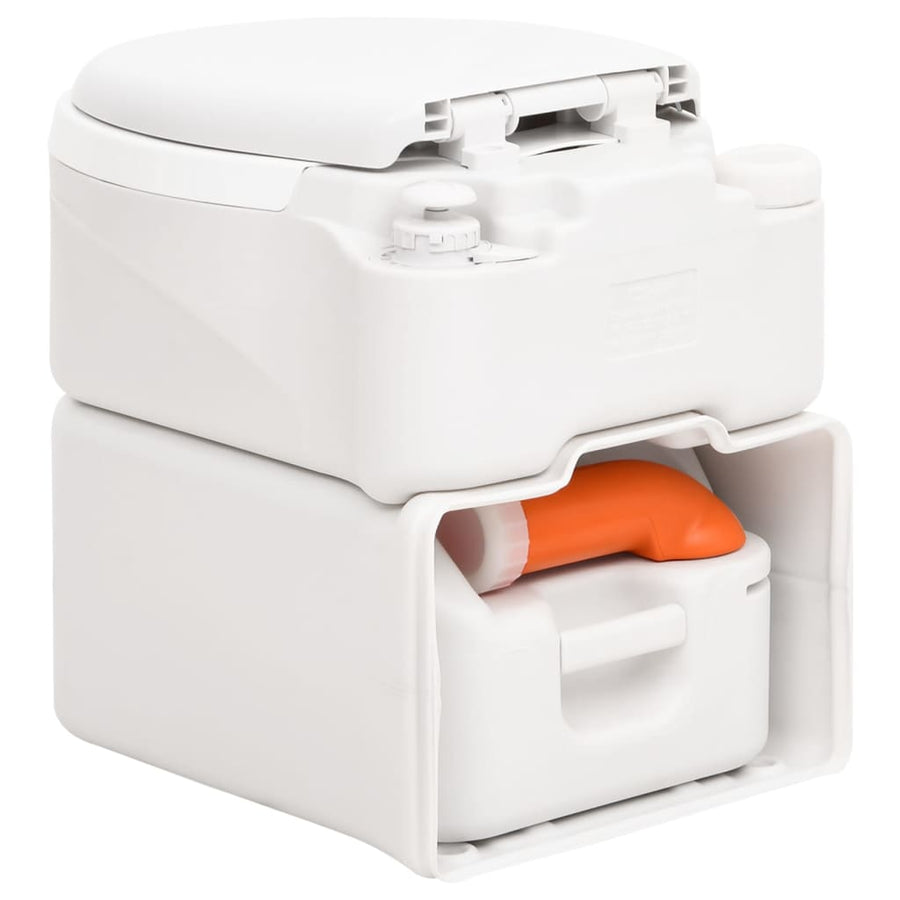 Campingtoilet Geïntegreerd 24+17 L Hdpe En Pp Wit Kunststof