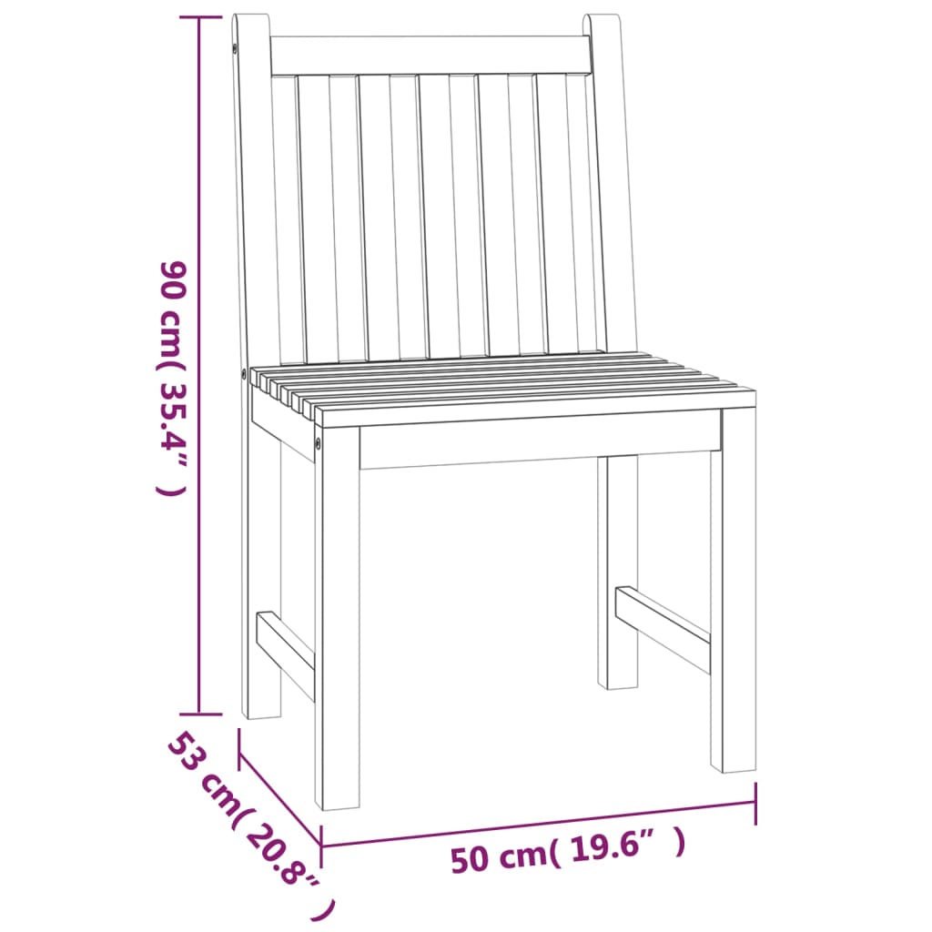 3-Delige Tuinset Massief Teakhout 110 cm tafellengte 2x stoel + Tafel