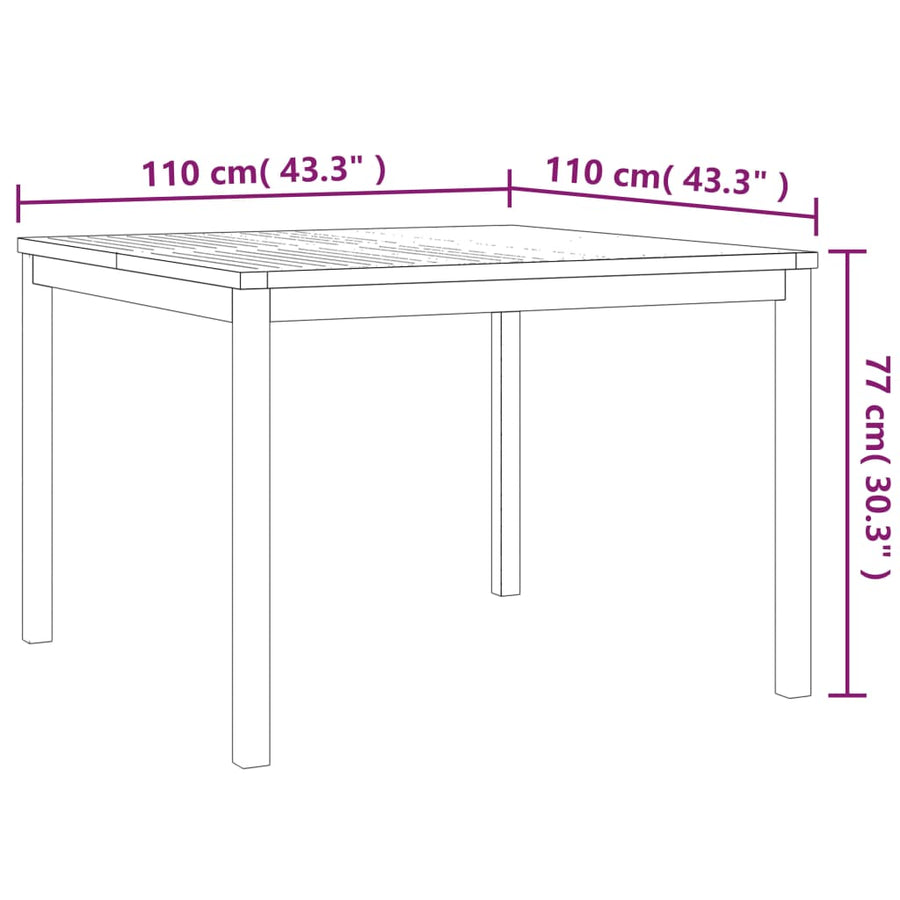 3-Delige Tuinset Massief Teakhout 110 cm tafellengte 2x Fauteuil + Tafel