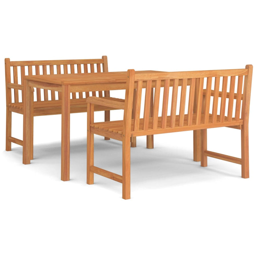 3-Delige Tuinset Massief Teakhout 2x Bank + Tafel