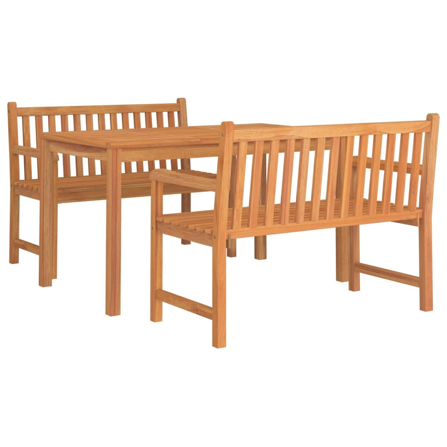 3-Delige Tuinset Massief Teakhout 2x Bank + Tafel