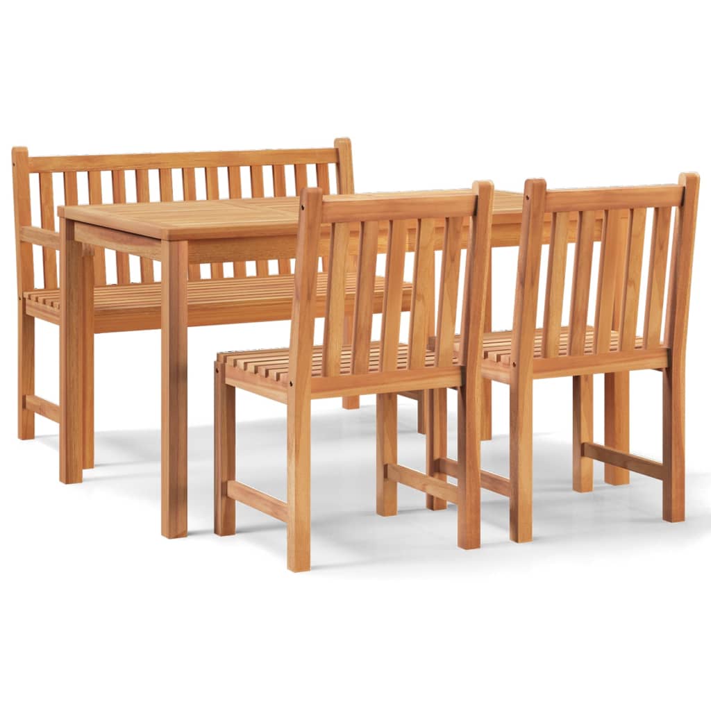 4-Delige Tuinset Massief Teakhout Bank + 2x stoel + Tafel
