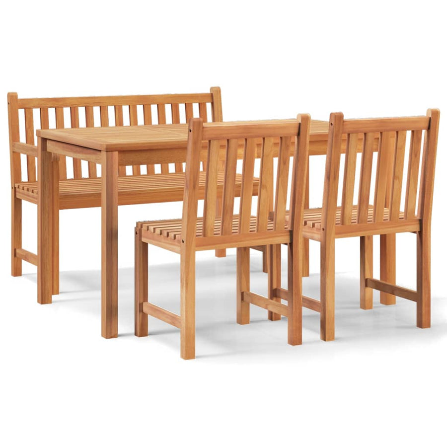 4-Delige Tuinset Massief Teakhout Bank + 2x stoel + Tafel