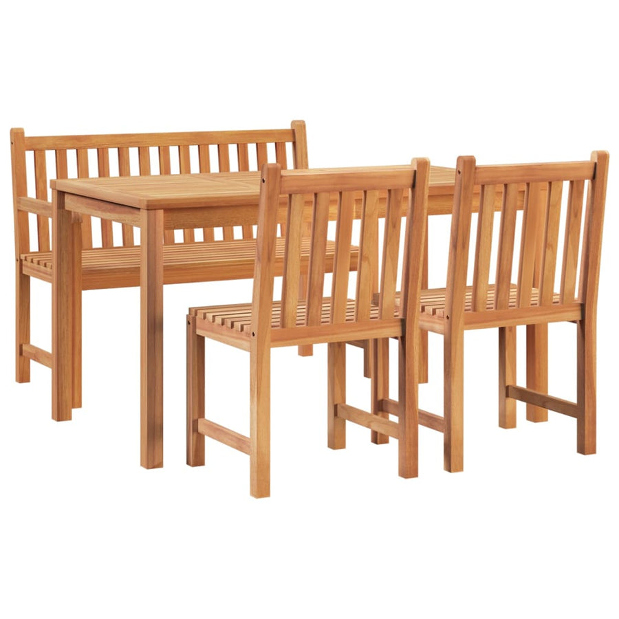 4-Delige Tuinset Massief Teakhout Bank + 2x stoel + Tafel