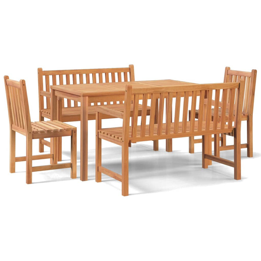 5-Delige Tuinset Massief Teakhout 2x Bank + 2x stoel + Tafel