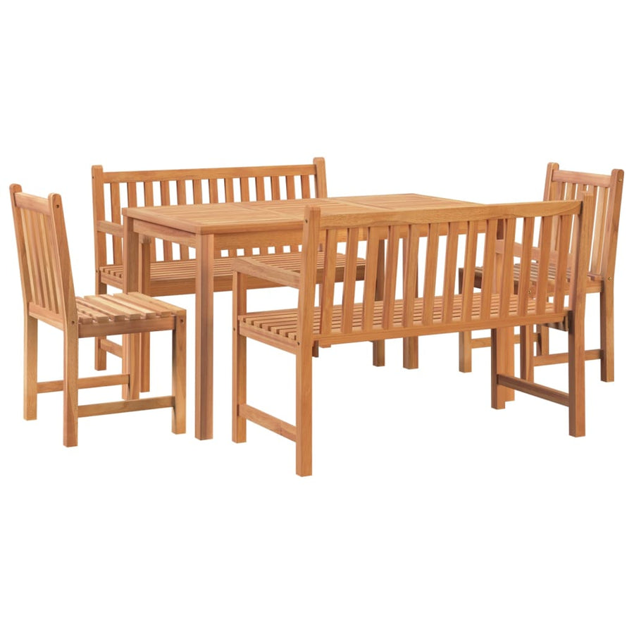 5-Delige Tuinset Massief Teakhout 2x Bank + 2x stoel + Tafel
