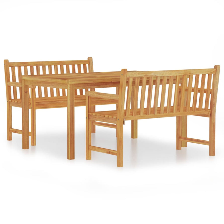 3-Delige Tuinset Massief Teakhout 2x Bank + Tafel