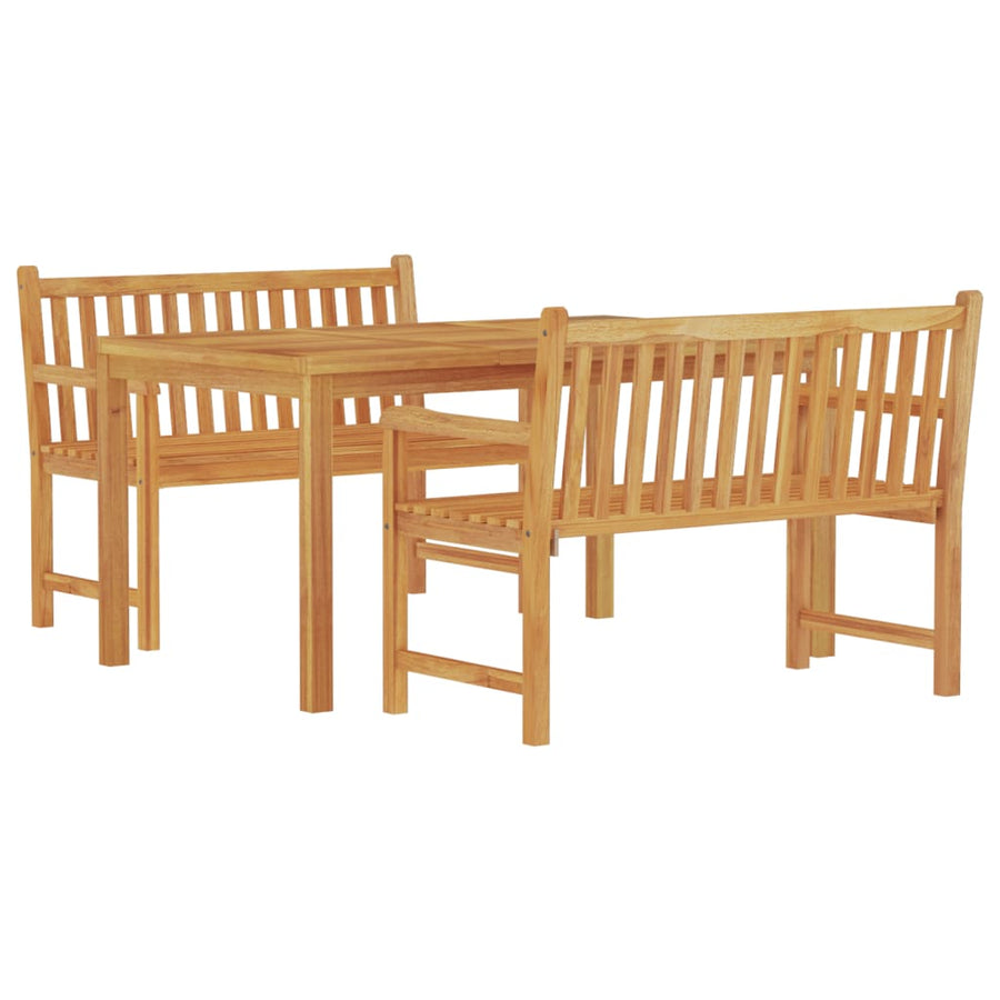 3-Delige Tuinset Massief Teakhout 2x Bank + Tafel