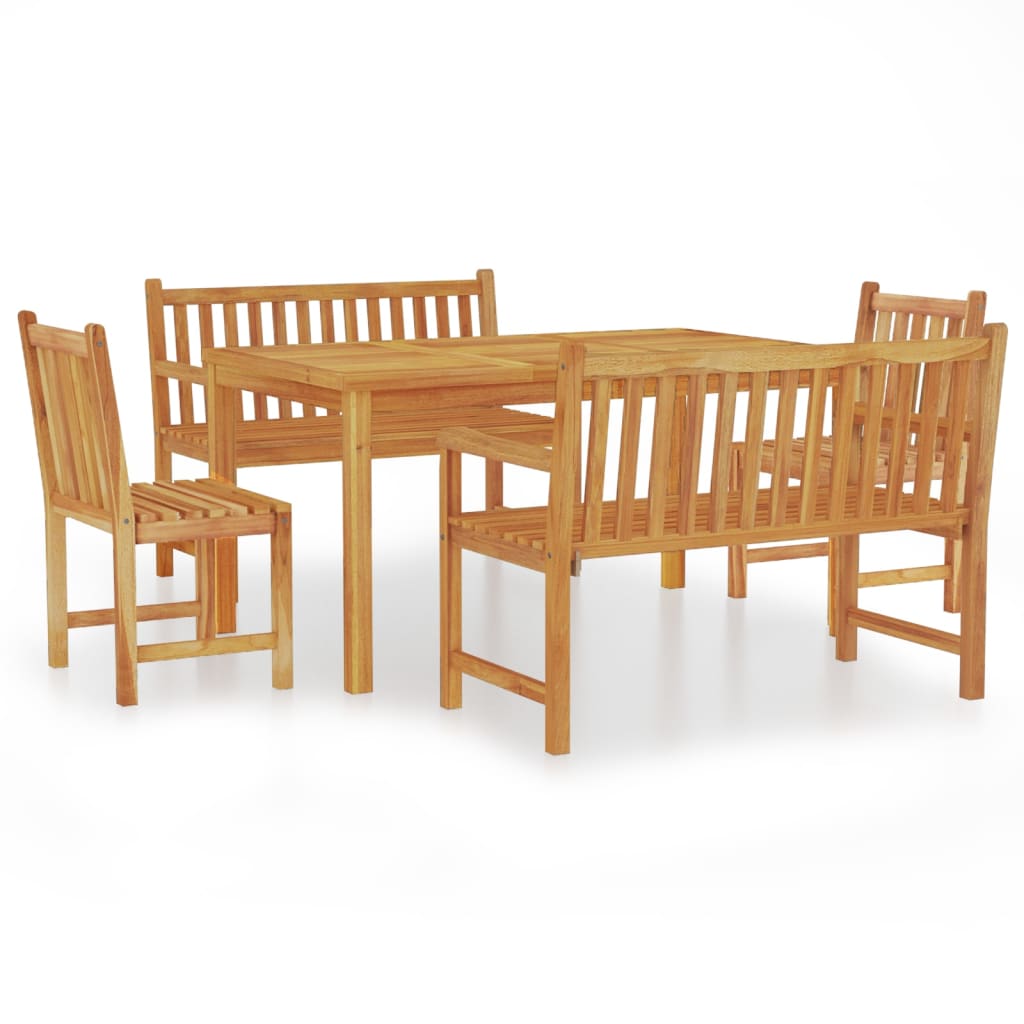 5-Delige Tuinset Massief Teakhout 2x Bank + 2x stoel + Tafel
