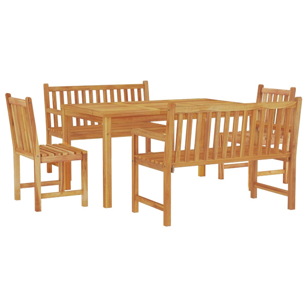 5-Delige Tuinset Massief Teakhout 2x Bank + 2x stoel + Tafel