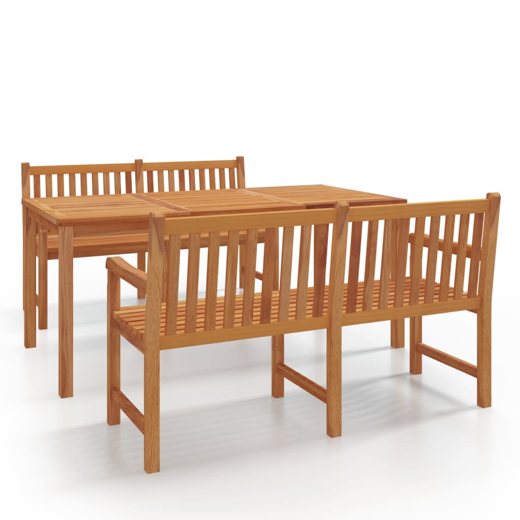 3-Delige Tuinset Massief Teakhout 2x Bank + Tafel