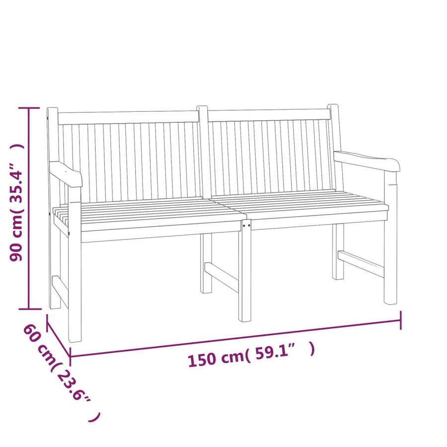 4-Delige Tuinset Massief Teakhout Bank + 2x stoel + Tafel