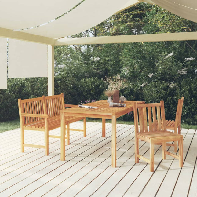 4-Delige Tuinset Massief Teakhout Bank + 2x stoel + Tafel