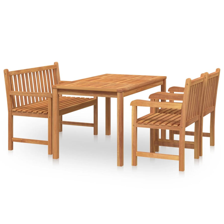 4-Delige Tuinset Massief Teakhout Bank + 2x Fauteuil + Tafel