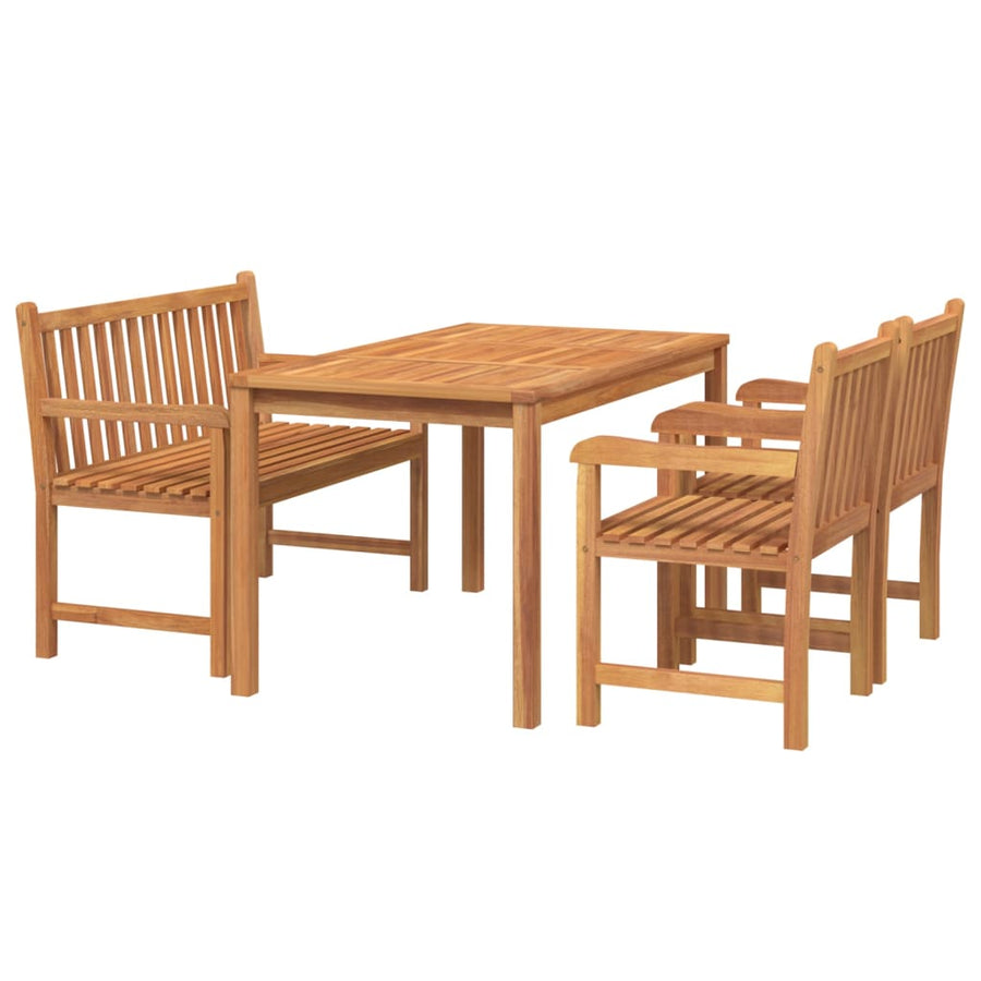 4-Delige Tuinset Massief Teakhout Bank + 2x Fauteuil + Tafel