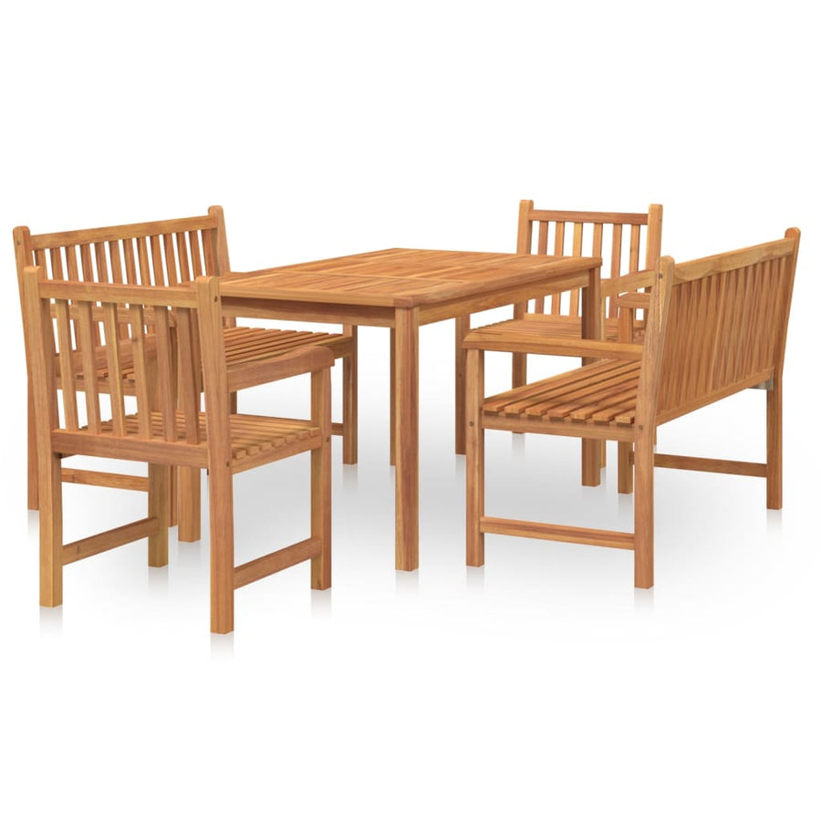 5-Delige Tuinset Massief Teakhout 2x Bank + 2x Fauteuil + Tafel