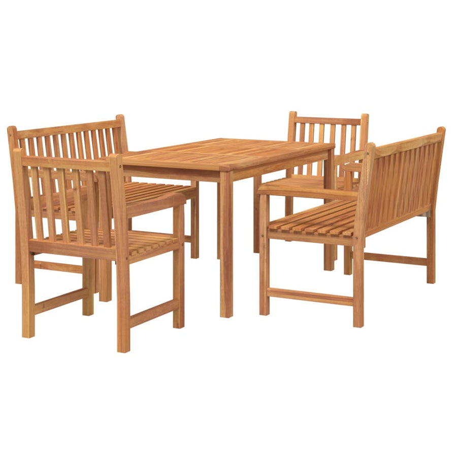5-Delige Tuinset Massief Teakhout 2x Bank + 2x Fauteuil + Tafel