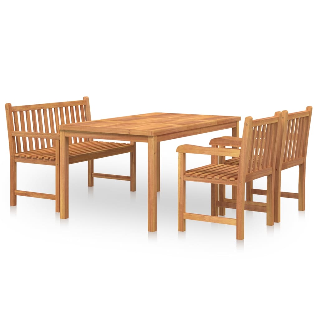 4-Delige Tuinset Massief Teakhout Bank + 2x Fauteuil + Tafel