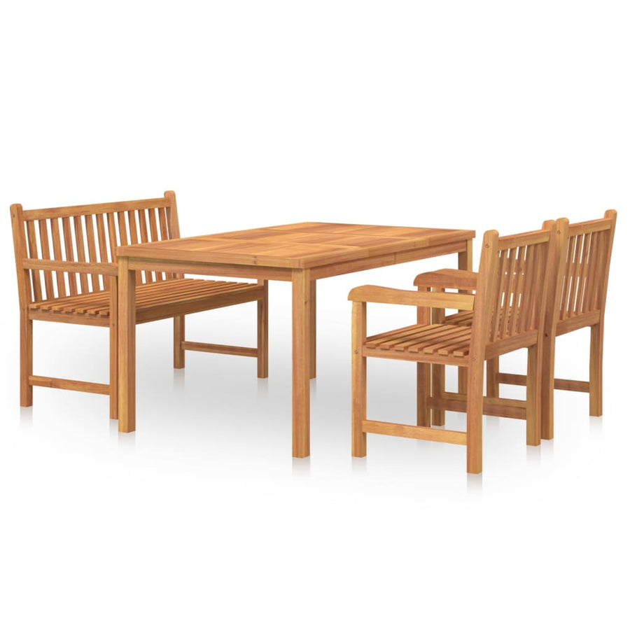 4-Delige Tuinset Massief Teakhout Bank + 2x Fauteuil + Tafel