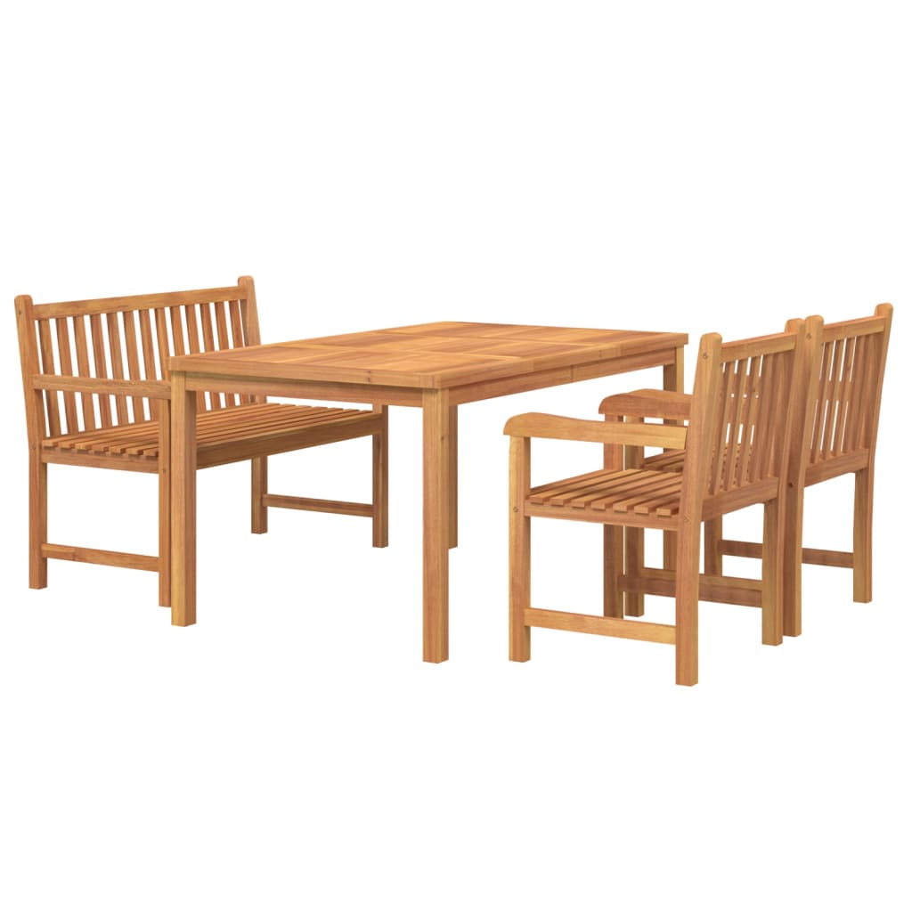 4-Delige Tuinset Massief Teakhout Bank + 2x Fauteuil + Tafel