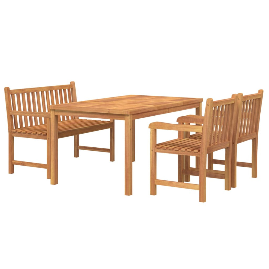 4-Delige Tuinset Massief Teakhout Bank + 2x Fauteuil + Tafel