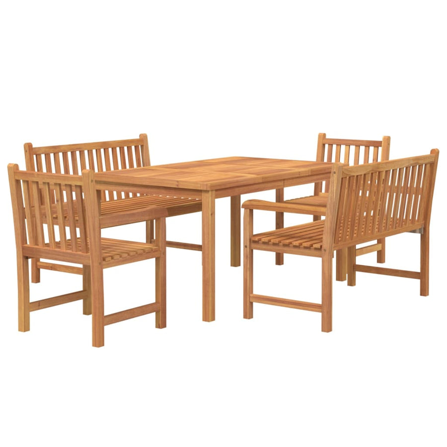 5-Delige Tuinset Massief Teakhout 2x Bank + 2x Fauteuil + Tafel