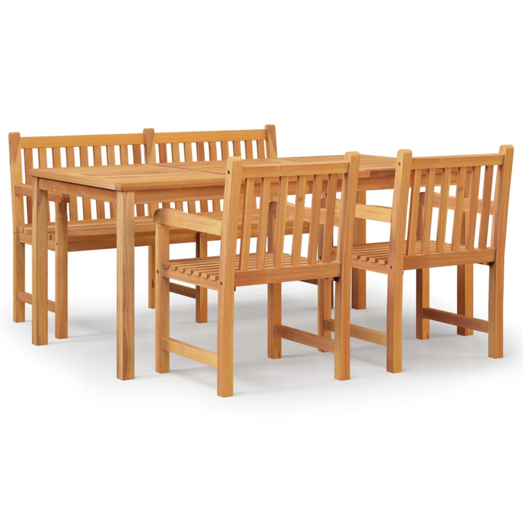 4-Delige Tuinset Massief Teakhout Bank + 2x Fauteuil + Tafel
