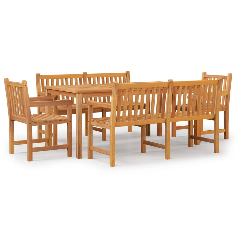 5-Delige Tuinset Massief Teakhout 2x Bank + 2x Fauteuil + Tafel