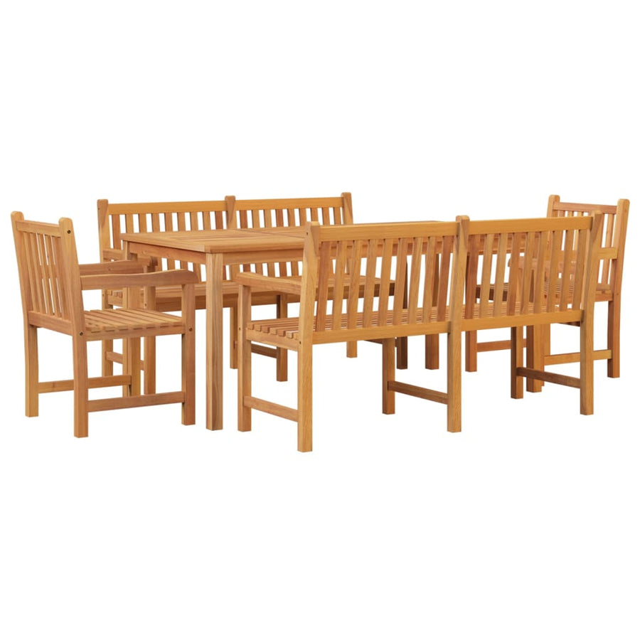 5-Delige Tuinset Massief Teakhout 2x Bank + 2x Fauteuil + Tafel