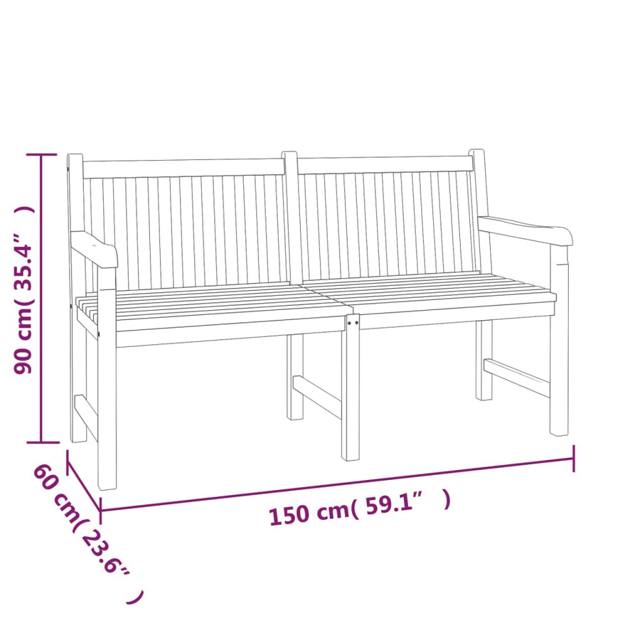 5-Delige Tuinset Massief Teakhout 2x Bank + 2x Fauteuil + Tafel