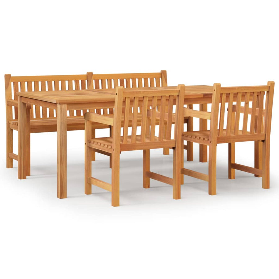 4-Delige Tuinset Massief Teakhout Bank + 2x Fauteuil + Tafel