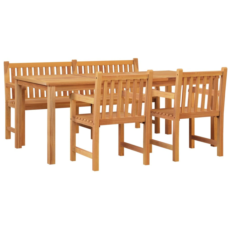 4-Delige Tuinset Massief Teakhout Bank + 2x Fauteuil + Tafel