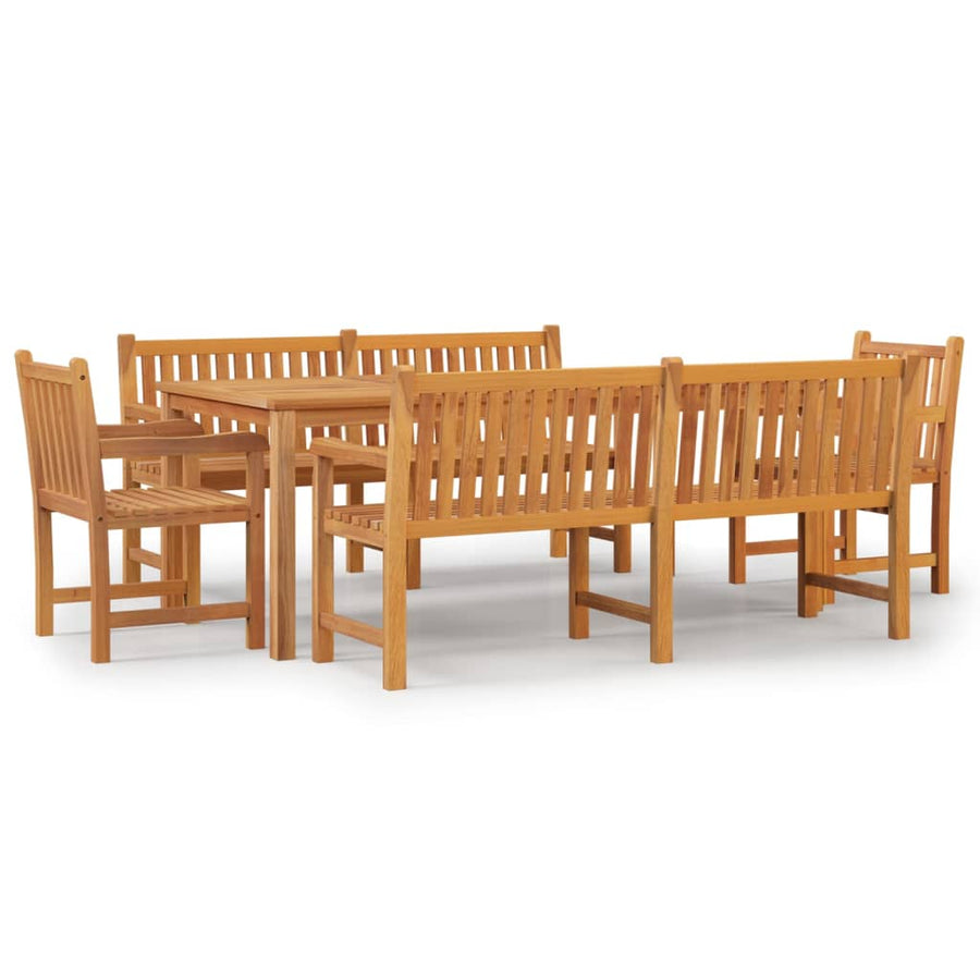 5-Delige Tuinset Massief Teakhout 2x Bank + 2x Fauteuil + Tafel