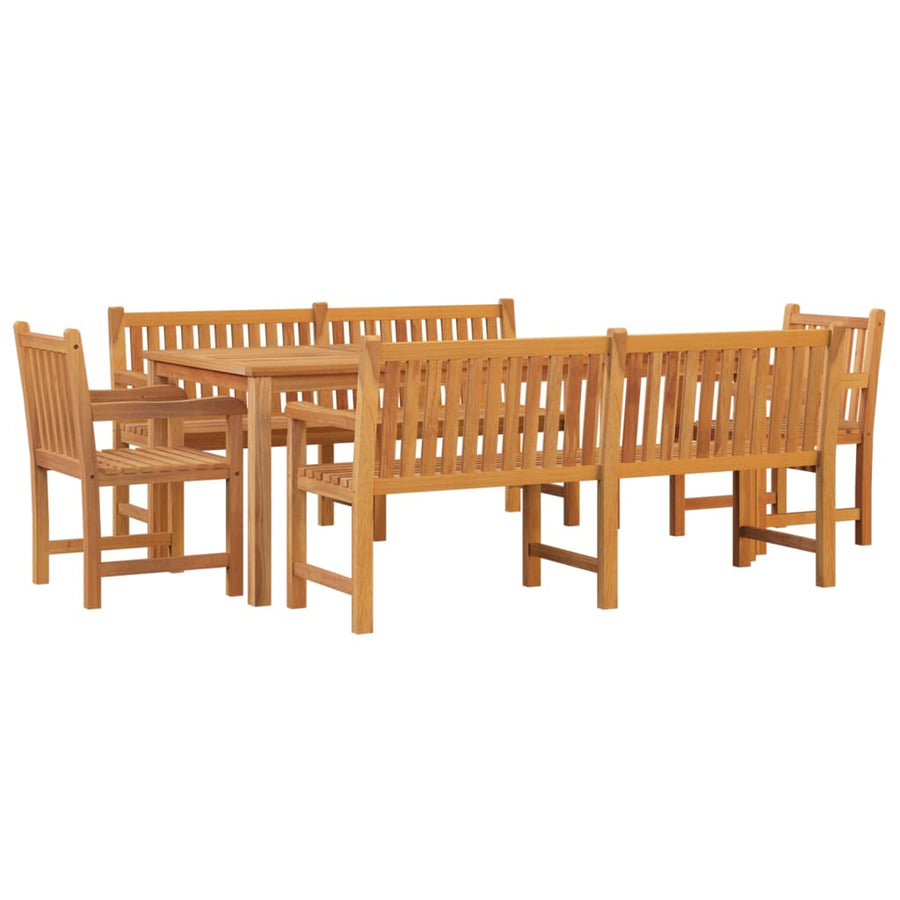 5-Delige Tuinset Massief Teakhout 2x Bank + 2x Fauteuil + Tafel