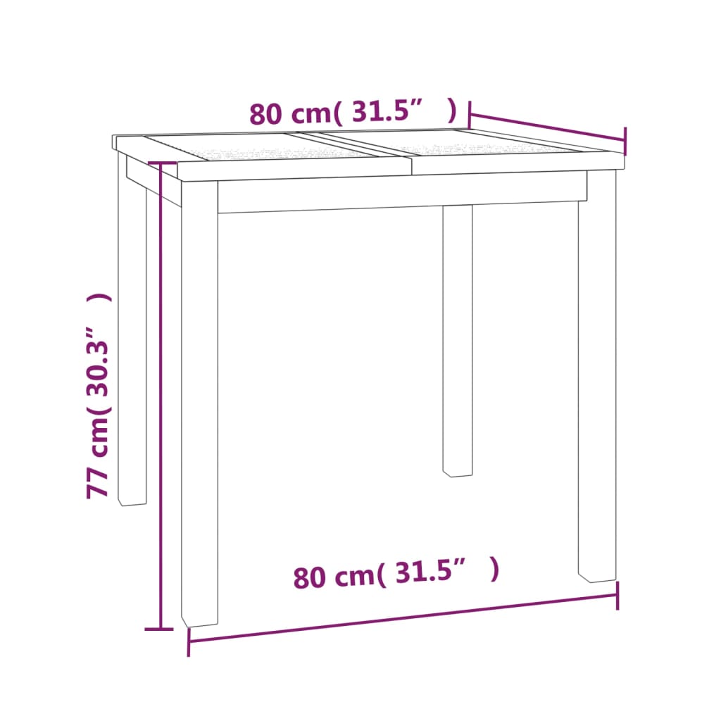 -Delige Tuinset Massief Teakhout 5 80 x 80 x 77 cm