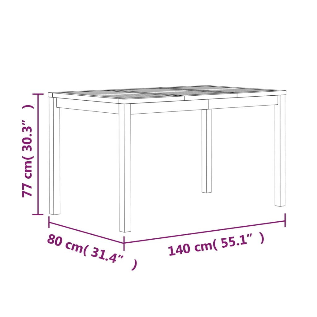 5-Delige Tuinset Massief Teakhout 140 cm tafellengte 4x stoel + Tafel