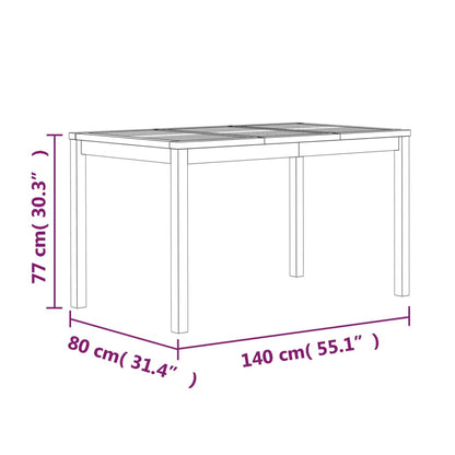 7-Delige Tuinset Massief Teakhout 140 cm tafellengte 6x stoel + Tafel