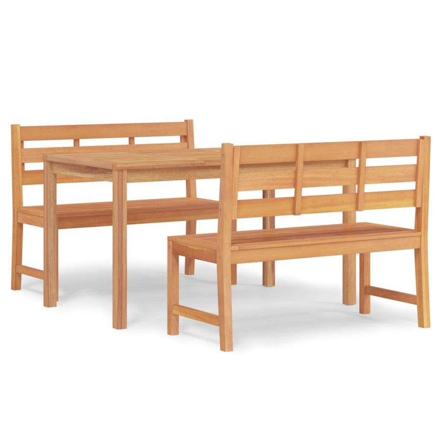 3-Delige Tuinset Massief Teakhout 140 cm tafellengte 2x Bank + Tafel